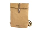 Bonizetti Zaino Kansas - Daypack da Tempo Libero 26 x 13 x 35cm in Carta Kraft Vegana e Idrorepellente Color Caramello, Ecologico, Roll Top