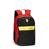 FERRARI KIDS - Zaino Scuola Media e Elementare con 2 Ampi Spazi Centrali a Zip e Spallacci Regolabili, Vano Frontale a Zip e Tasche Laterali - 32x43Hx23