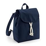 noTrash2003 Piccolo zaino City in tela di cotone biologico 340 g, con chiusura a cordoncino e bottone automatico in 5 colori, 22 x 30 x 12 cm, volume 5 litri, blu navy, 22 x 30 x 12 cm