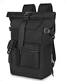 Yooler Zaino Rolltop, zaino impermeabile, grande da uomo e donna, zaino da viaggio per la scuola con scomparto per computer portatile 17, 3 pollici, da viaggio per lavoro, università, viaggi(Nero)