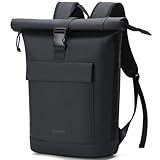 Lekeinchi Zaino Donna Uomo, Zaino Rolltop Impermeabile Uomo per 17' Laptop, Elegante Casual Backpack da Viaggio, Espandibile Zaino per la Scuola, per Università, Lavoro, Nero