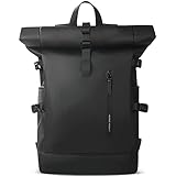 hk Zaino Rolltop 23L Impermeabile per Laptop da 15,6 Pollici con Porta USB, Zaino Antifurto Leggero per Uomini e Donne, Ideale per Scuola, Università, Lavoro e Tempo Libero - Nero