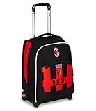 Seven Milan Big Trolley Scuola Fisso, Rosso e Nero, Squadra Calcio, 2 in 1, Doppio Uso, Trolley e Zaino, Scuola Elementare, Bambino