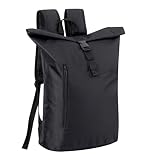 Baroni Home Zaino Rolltop in Tela, Spazioso e Resistente, Porta PC 17 pollici, Zaino espandibile, Capienza 20L, Casual per Viaggi e Uso Quotidiano, Leggero e Confortevole, 55/40x30x14 cm, Nero