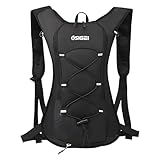 OSIGEI Zaino da ciclismo ultraleggero con rete per casco, impermeabile, per escursioni, arrampicata, ciclismo, corsa, campeggio, sport, zaino da ciclismo, nero, 6,75 L