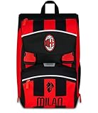 Seven Milan Zaino Doppio Scomparto Estensibile, Rosso e Nero, Squadra Calcio, Maxi Capienza, Schienale Preformato, Bambino, Scuola Elementare