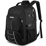 Zaino Uomo Grande 55L 18.4 Pollici con Caricatore USB Lavoro Impermeabile Laptop Computer PC Portatili per Viaggio Ufficio Scuola,Nero