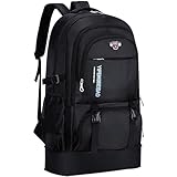 Wesoke Zaino da trekking da 65 l, nero, espandibile, da viaggio, escursionismo, impermeabile, grande zaino da campeggio per uomini e donne, pieghevole, leggero, per sport all'aria aperta, per