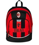 Seven Milan Zaino Scuola Advanced, Rosso e Nero, Squadra Calcio, Doppio Scomparto e Tasca per Borraccia, 29 L,Scuola Elementare, Zaino Bambino