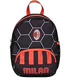Seven Zaino Asilo Small, A.C. MILAN Calcio, Nero Rosso - Tasche Laterali Porta Borraccia, Tasca Frontale, Zainetto Asilo Bambino - Zaino Scuola Kid