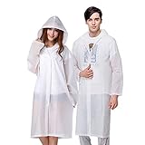 Vicloon Poncho Impermeabile, 2 Pcs per Adulti da Portatile Eva Trasparenti Riutilizzabili, Cappotto di Pioggia per Uomo e Donna per Pesca, Parchi Acquatici e Altro Ancora (Bianco)