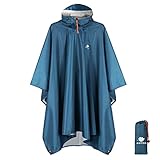 ANYOO Impermeabile Poncho Pioggia Riutilizzabile Multiuso Impermeabile con Cappuccio Packable Telo Riparo a Terra Foglio Ideale per Campeggio all'aperto Pesca Sopravvivenza,Mare Blu,Taglia unica