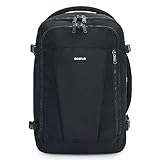 ECOHUB Zaino Ryanair 40x20x25 Zaino da Viaggio 13 Tasche Bagaglio a Mano Zaino Valigia Sotto il Sedile Maniglia Borsa Ryanair Aereo Ecologica in PET Riciclato da 20 Litri, Brevettato(Nero)