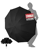 Chakipee Ombrello Pieghevole Pioggia da Viaggio Antivento - Ombrello Nero per Uomo Automatico Apri Chiudi,Inverso Portatile per la Compatto, Rivestimento in Tessuto 210T Apertura 105 cm 10 Stecche