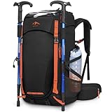 RAINSMORE Zaino Trekking 40 Litri Uomo e Donna Impermeabile Zaino Montagna con Copertura di Pioggia per Viaggio Campeggio Escursionismo e Sport all'aperto Nero