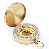 WeddHuis Bussola per Navigazione, Impermeabile, Funzione Luminosa, Vintage, Tascabile, Guscio in Rame Puro, per Campeggio, Orientamento, Escursionismo, Marcia