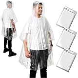 ANYOO Poncho Impermeabile Usa e Getta per Adulti, 3/5/10 Pezzi Mantella Antipioggia Donne e Uomini Emergenza con Cappuccio per Campeggio, Festival, Trekking, Concerti, Trasparente, Taglia unica