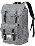 VASCHY Zaino Donna, Zaino Uomo Impermeabile Zaino Porta PC 15.6 Pollici Zaino Scuola Vintage Zaino Universita Casual Zaino Viaggio Trekking Grigio Scuro