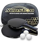 Senston Racchette Ping Pong e Palline, Set Da Ping Pong Professionale 2 Racchette Da Ping Pong e 3 Palline Ping Pong