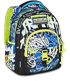 Mitama Zaino Scuola SCHOOL SKATE, New Plus, Triplo Scomparto, Tasche Porta Borraccia, Spallacci Ergonomici, Scuola Elementare Bambino, Media