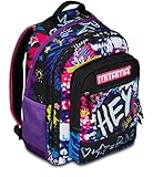 Mitama Zaino Triplo Scomparto Hey Dye con Tasca frontale, Rosa e Nero, Scuola Elementare e Tempo Libero, Bambina Ragazza