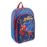 PERLETTI Zainetto Asilo Bambino Spiderman Blu e Rosso - Zaino Bimbo Spider Man con Comoda Tasca Frontale - Piccolo Zaino Scuola Elementare e Materna Uomo Ragno per Bimbi - 36x25x12 cm