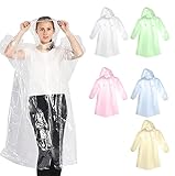MUNSKT Confezione da 5 poncho antipioggia usa e getta, impermeabili, per adulti, taglia unica, trasparenti, per uomini e donne, poncho antipioggia in plastica con cappuccio con coulisse, confezione da
